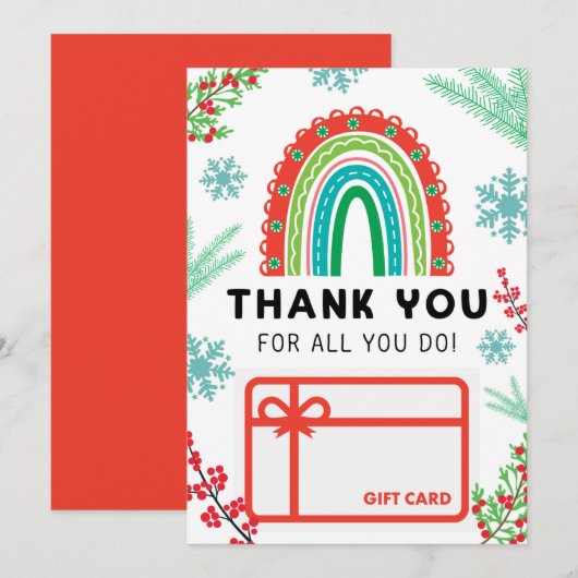 クリスマス レインボー サンクス ギフト カード ホルダー (正面/裏面)