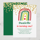 クリスマス レインボー バースデー 招待状 (正面/裏面)