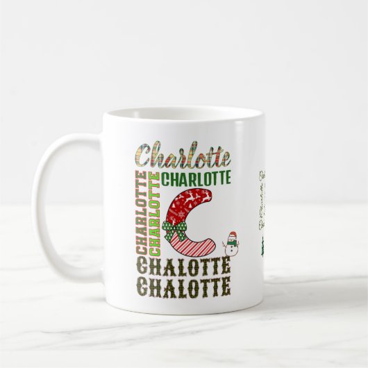 クリスマス レター C, シャーロット 名前 コーヒーマグカップ (左)