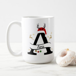 クリスマス レターAイニシャル – 祝祭的なホリデーデザイン コーヒーマグカップ
