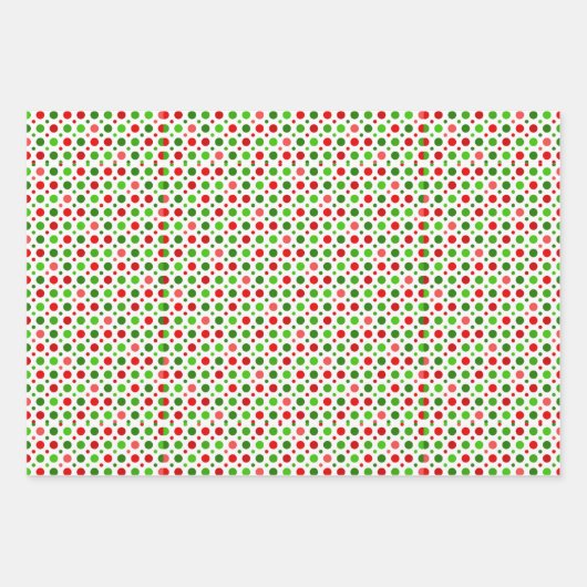 クリスマス·レッドとグリーンの水玉模様が紙を包む。 ラッピングペーパーシート (正面3)