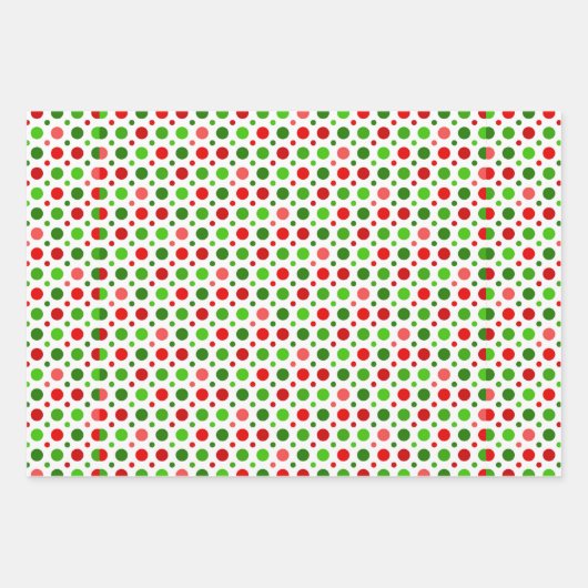 クリスマス·レッドとグリーンの水玉模様が紙を包む。 ラッピングペーパーシート (正面2)