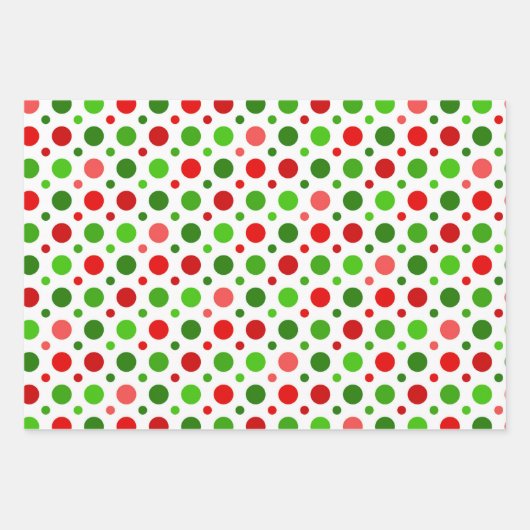 クリスマス·レッドとグリーンの水玉模様が紙を包む。 ラッピングペーパーシート (正面)