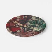 クリスマス・レッドとゴールド ペーパープレート (アングル)