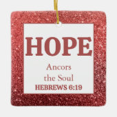 クリスマス・レッドグリッターバイブル・バース・ホープ セラミックオーナメント (正面)