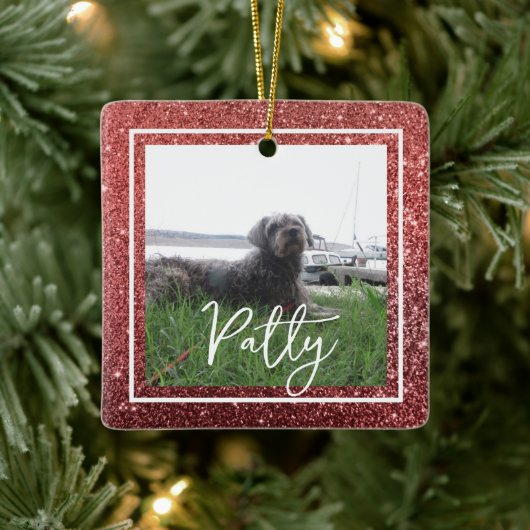 クリスマス・レッドグリッターバイブル・バース・ホープ セラミックオーナメント (ツリー)