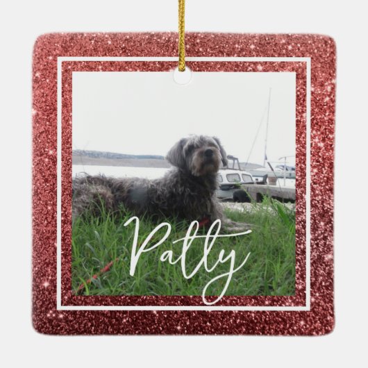 クリスマス・レッドグリッターバイブル・バース・ホープ セラミックオーナメント (裏面)