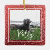 クリスマス・レッドグリッターバイブル・バース・ホープ セラミックオーナメント (正面)