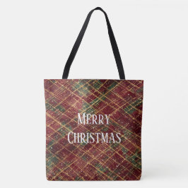 クリスマス、レッドゴールドグリーン、ホワイトメリークリスマス トートバッグ
