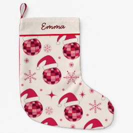 クリスマス レッドサンタ ディスコボール オーダーネーム スモールクリスマスストッキング