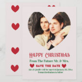 クリスマス レッド ウェディング セーブ・ザ・デート ホリデー カード (正面/裏面)
