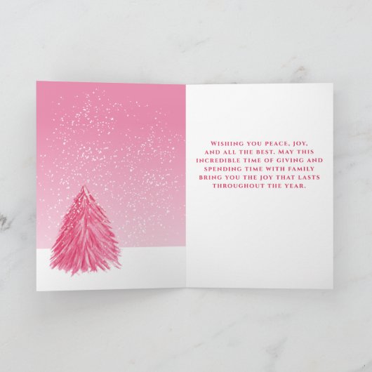 クリスマス·レッド·ウォーターカラー·クリスマスツリー シーズンカード (内部)