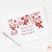 クリスマス レッド グリッター ベリー フレーム 長方形シール (封筒)