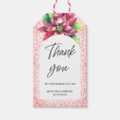 クリスマス　レッド　グリッター　ポインセチア　サンキュー　ウェディング ギフトタグ (正面)