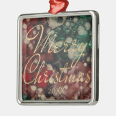 クリスマス・レッド、グリーン、ゴールド メタルオーナメント (左)