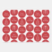 クリスマス·レッド·グリーン·サークル·カスタムファミリー名 ラッピングペーパーシート (正面)