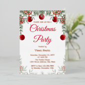 クリスマス レッド グリーン ホリデー パーティー ホイル インビテーション 箔招待状 (立ち正面)