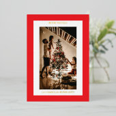 クリスマス レッド ゴールド シンプル モダン フォト 箔シーズンカード (立ち正面)
