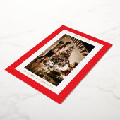 クリスマス レッド ゴールド シンプル モダン フォト 箔シーズンカード (回転した状態)