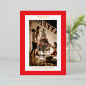 クリスマス レッド ゴールド シンプル モダン フォト 箔シーズンカード (立ち正面)