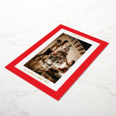 クリスマス レッド ゴールド シンプル モダン フォト 箔シーズンカード (回転した状態)