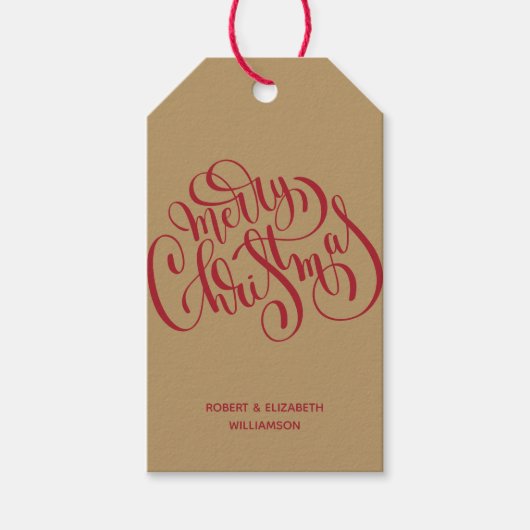 クリスマス レッド ゴールド ホリデー ギフトタグ (正面)