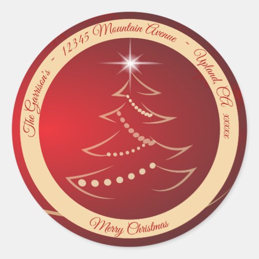 クリスマス レッド & ゴールド 返送先ラベル シール (正面)