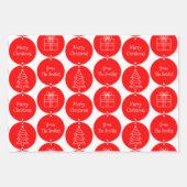 クリスマス·レッド·サークルカスタム·ファミリー名 ラッピングペーパーシート (正面)