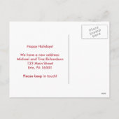 クリスマス・レッド&シルバー・スノーフレークでの新しい住所 シーズンポストカード (裏面)