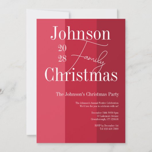 クリスマス・レッド・ストライプのクリスマスパーティー招待状 招待状 (正面)