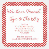 クリスマス レッド チェブロン 返信先住所シール スクエアシール (正面)