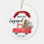 クリスマス·レッド·トラック第1クリ婚約したスマス セラミックオーナメント (左)