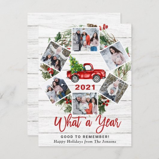 クリスマス・レッド・トラック6枚組フォトカード 今年はどんな年 ポストカード (正面/裏面)