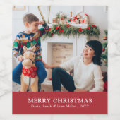 クリスマス レッド フォト ワイン ラベル (シングルラベル)