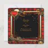 クリスマス・レッド・ブラックと金ゴールド結婚ズ 招待状 (正面)