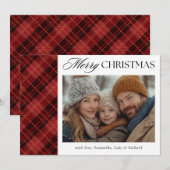 クリスマス レッド プリント柄 写真 ホリデーカード (正面/裏面)