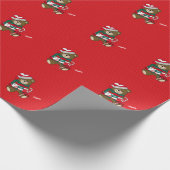 クリスマス·レッド·プレイド·テディ·ベアパーソナライズされたー ラッピングペーパー (角)