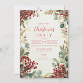 クリスマス レッド ベリー グリーンナリー 招待状 (正面)