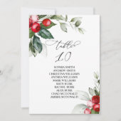 クリスマス・レッド・ベリー&グリーン・テーブル番号10 招待状 (正面)