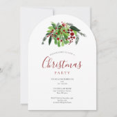 クリスマス レッド ベリー ホリデー パーティー アーチ 招待状 (正面)