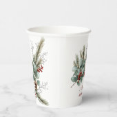 クリスマス レッド ベリー ホワイト ローズ ブライダル シャワー 紙コップ (右)