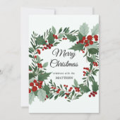 クリスマス レッド ベリー リース 招待状 (正面)
