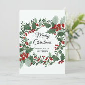 クリスマス レッド ベリー リース 招待状 (スタンド正面)