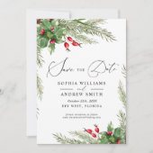 クリスマス レッド ベリー Save the Date 招待状 (正面)