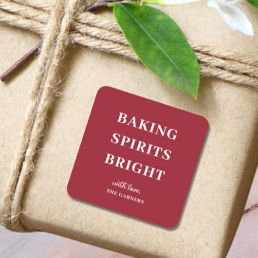 クリスマス レッド ベーキング スピリッツ スクエア ステッカー