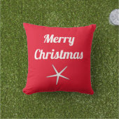 クリスマス レッド ホワイト ネイビー スターフィッシュ ギフト アウトドアクッション (芝生)