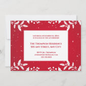 クリスマス・レッド、ホワイト・ホリー、デッキ・ザ・ホールパーティー 招待状 (裏面)