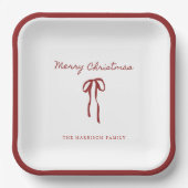 クリスマス レッド ボウ ホリデー ペーパー プレート (正面)