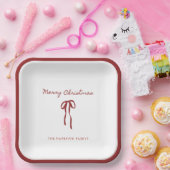 クリスマス レッド ボウ ホリデー 紙皿 (パーティー)