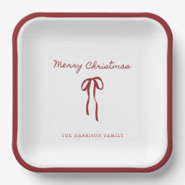 クリスマス レッド ボウ ホリデー 紙皿